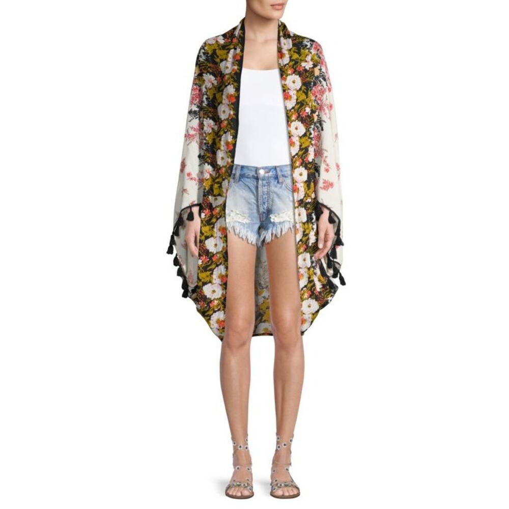 Free People Bali Wrapped In Blooms Shawl Cardigan OS